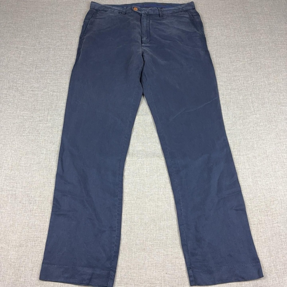 Tommy Bahama Sonoma Pants Mens 34x32 Blue Linen Lyocell Authentic Fit Chino